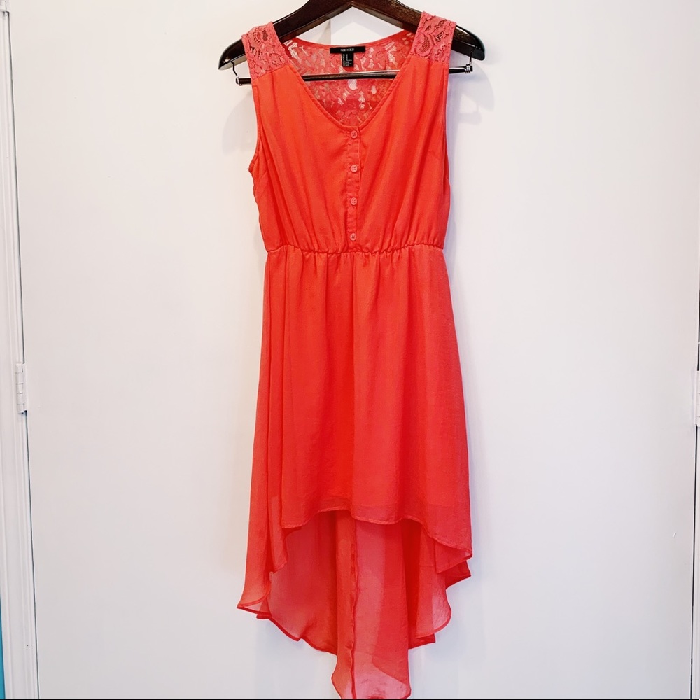 Salmon High-Low Dress